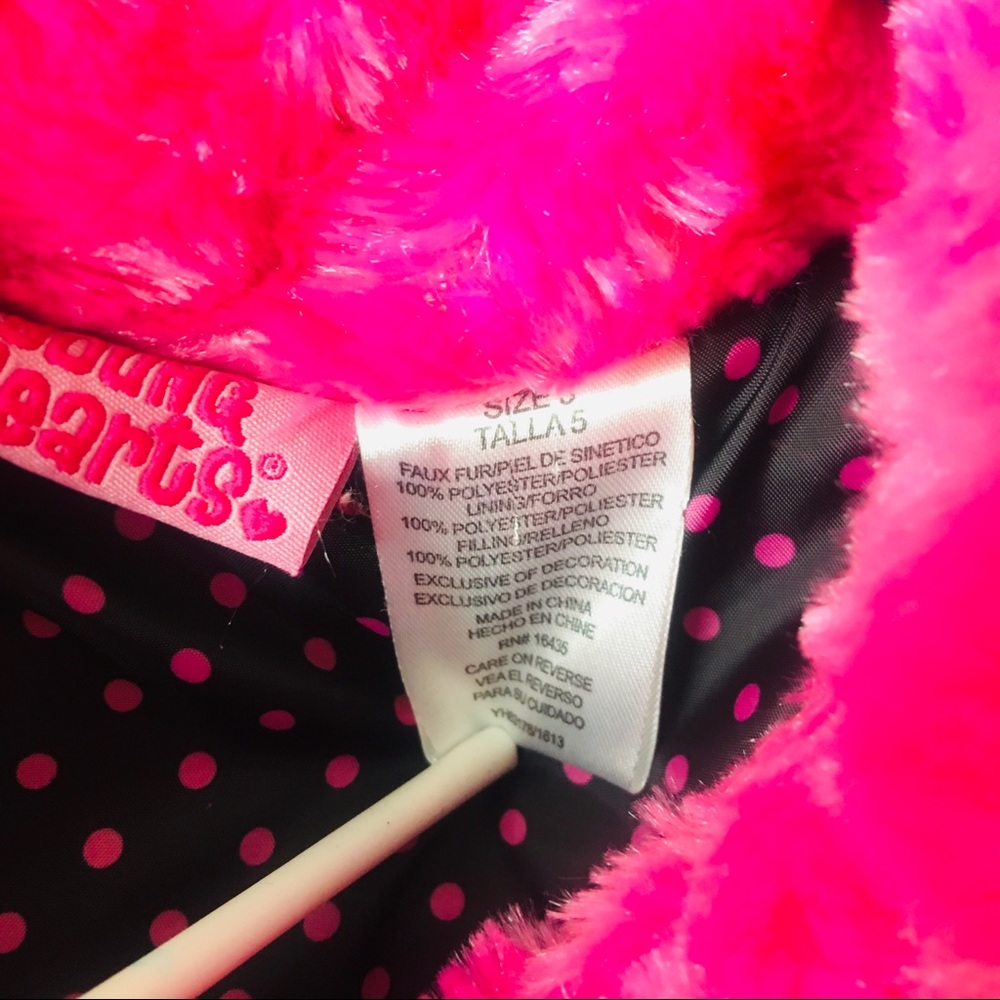 Darling size 5 girls pink fuzzy jacket B14 - Picture 3 of 5
